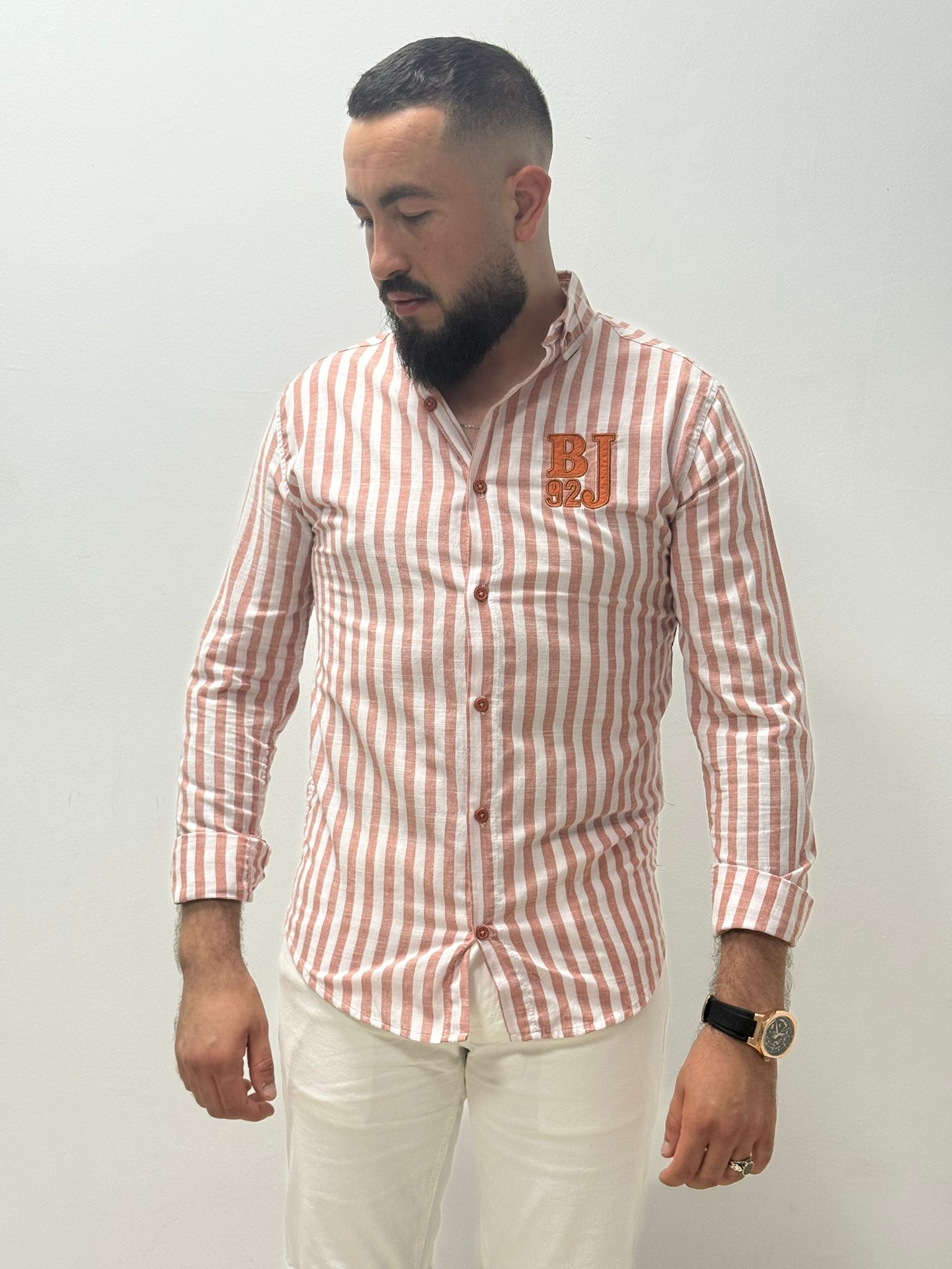 Camisa de corte recto con rayas verticales anchas - Imagen 13