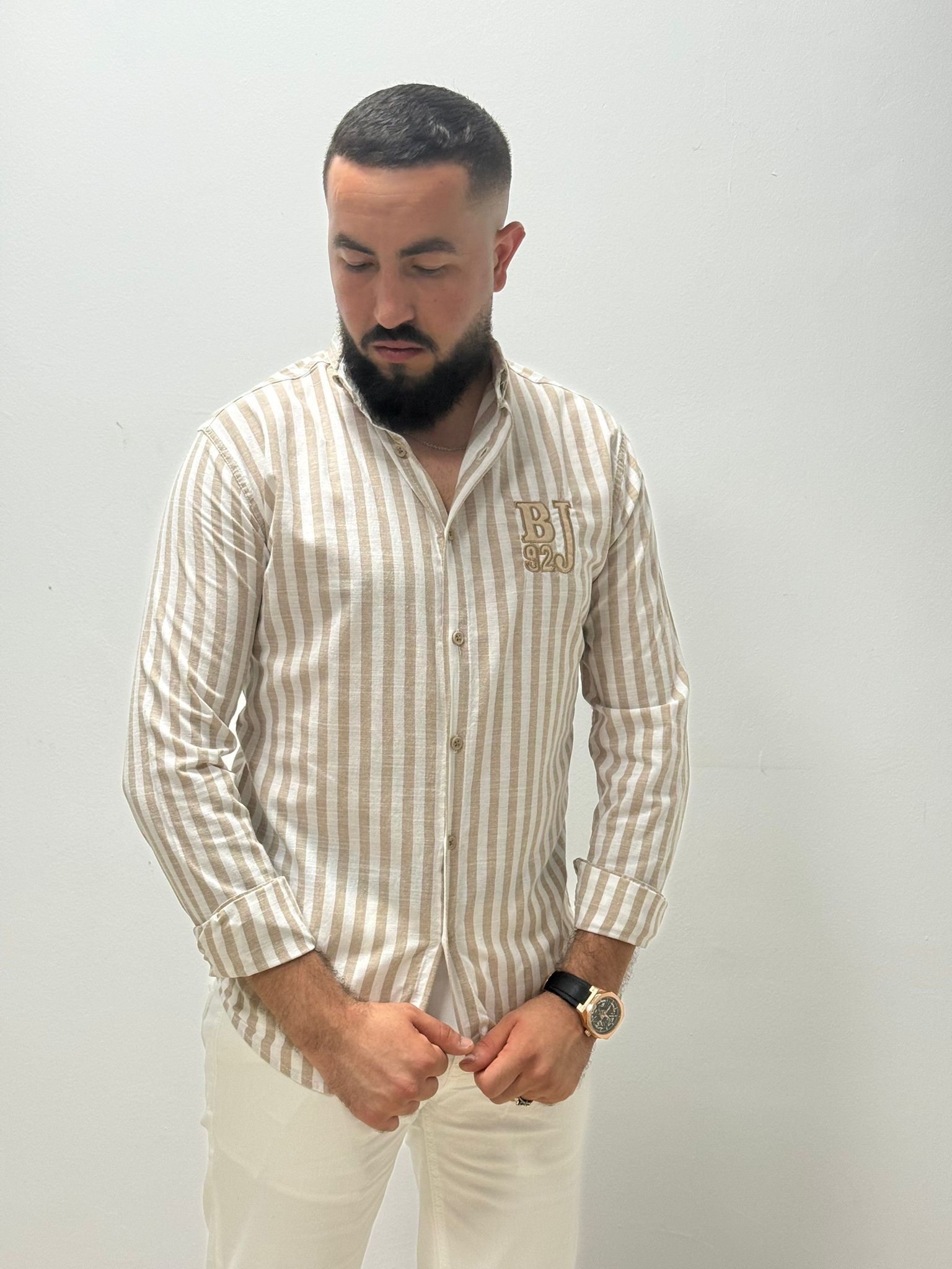 Camisa de corte recto con rayas verticales anchas - Imagen 11